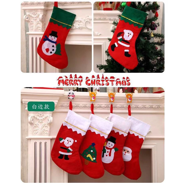 Meia Natalina Tamanho Grande para Decoração de Lareira (36x16 cm)