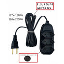 Extensão Elétrica 3 Tomadas 10A Bivolt - Cabo 2m, 3m, 5m ou 10m - Preta