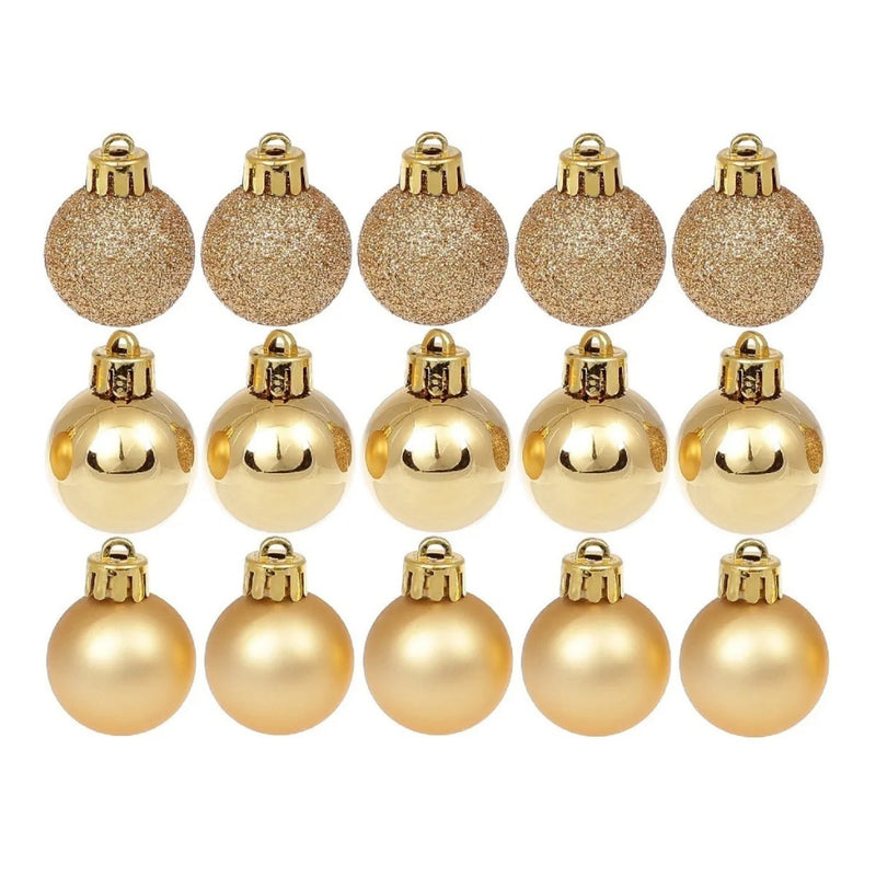 Kit 15 Bolinhas de Natal 3cm – Fosca, Glitter e Lisa com Cordão