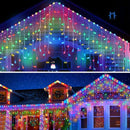 Cascata de Natal LED V8 100/200/400 – 8 Funções ou Fixo (Fio Branco)