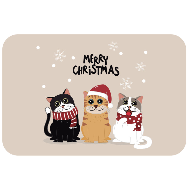 Tapete de Entrada Natalino Antiderrapante – Gatinhos (34 x 60 cm)