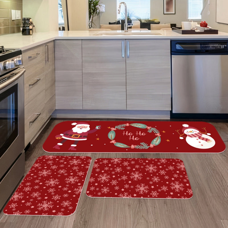 Kit 3 Tapetes de Cozinha Natalinos Antiderrapantes – Envio Rápido
