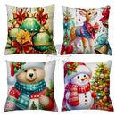 Kit 4 Capas de Almofadas Natalinas 45x45 (Papai Noel, Rena e Boneco de Neve)