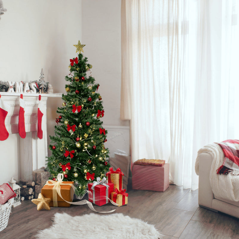 Árvore de Natal 120cm Decorada Verde ou Nevada com 87 Enfeites e 100 Galhos