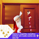 Guirlanda de Porta Natalina Ho Ho Ho com Guizo (Papai Noel ou Boneco de Neve)