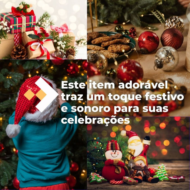 Guirlanda de Porta Natalina Ho Ho Ho com Guizo (Papai Noel ou Boneco de Neve)