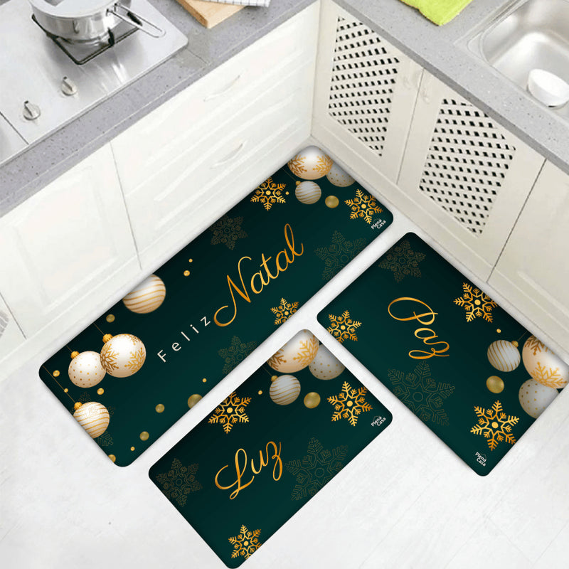 Kit Tapetes Antiderrapantes para Cozinha Natal 3 Peças – Diversas Estampas