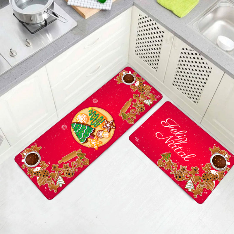 Kit Tapetes Antiderrapantes para Cozinha Natal 3 Peças – Diversas Estampas