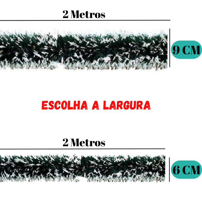 Kit 10 Festões Natalinos 2m – Verde ou Nevado (9 cm ou 6 cm)