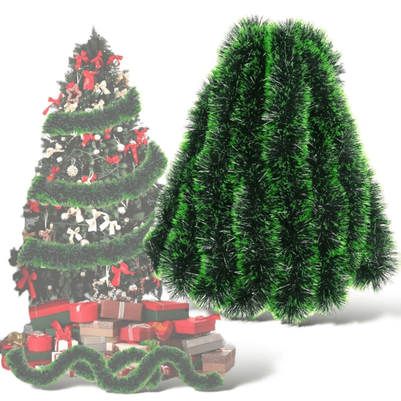 Kit 10 Festões Natalinos 2m – Verde ou Nevado (9 cm ou 6 cm)