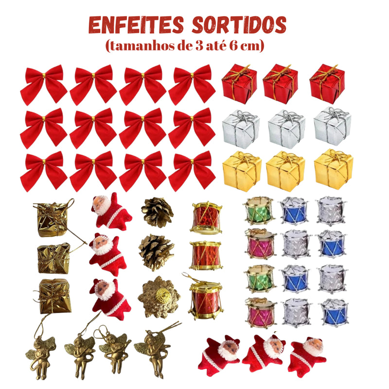 Kit 42 ou 84 Enfeites Pendentes Premium para Árvore de Natal