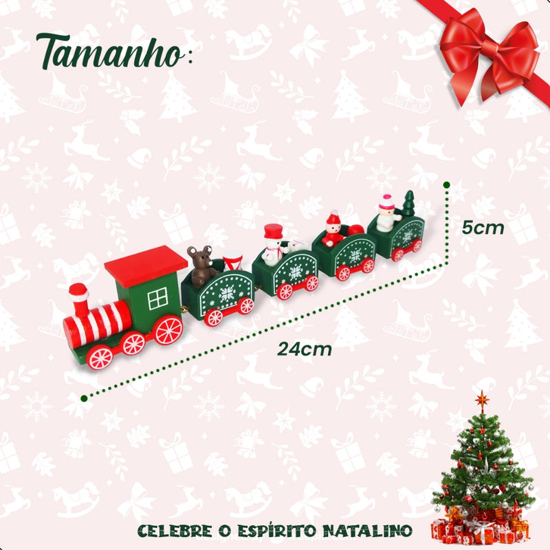 Trem de Natal em Madeira Top Natal — Enfeite Decorativo Clássico