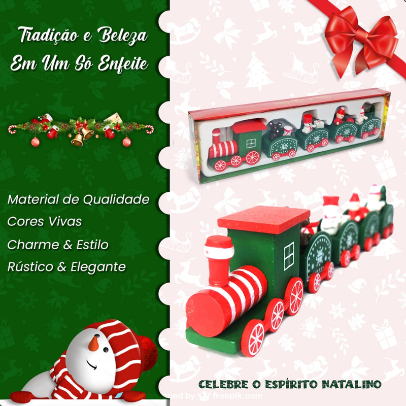 Trem de Natal em Madeira Top Natal — Enfeite Decorativo Clássico