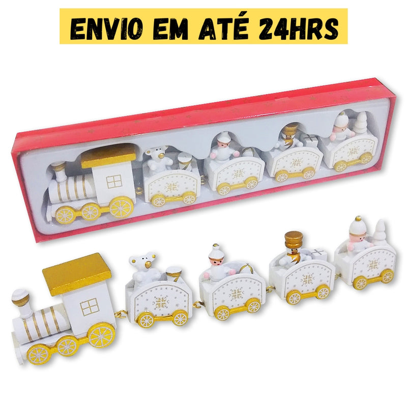 Trem de Natal em Madeira Top Natal — Enfeite Decorativo Clássico