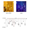 Cortina de Luz LED Natalina 138 LEDs – Renas, Estrelas e Árvores (Branco Quente)