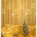 Cortina de Luz LED Natalina 138 LEDs – Renas, Estrelas e Árvores (Branco Quente)