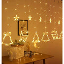 Cortina de Luz LED Natalina 138 LEDs – Renas, Estrelas e Árvores (Branco Quente)