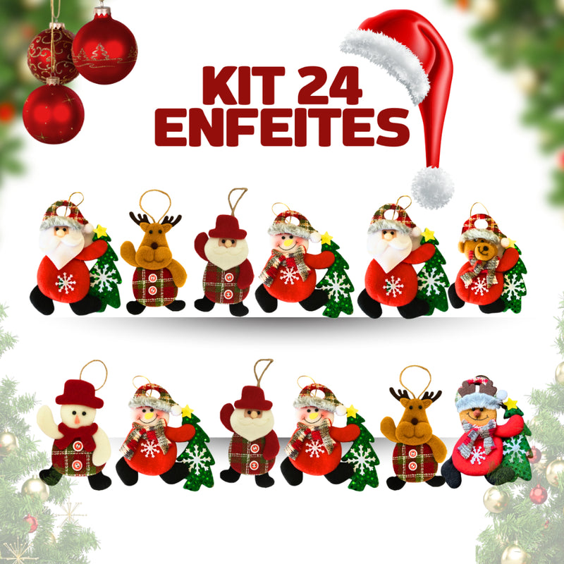 Kit Enfeites de Natal de Pelúcia para Árvore (3, 5 ou 8 peças)