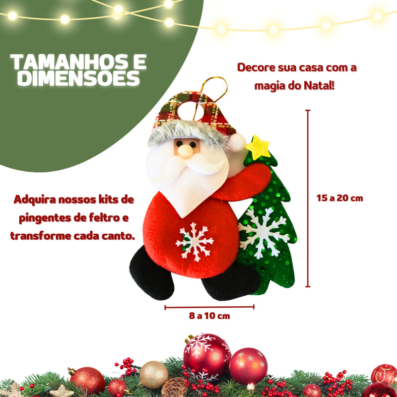 Kit Enfeites de Natal de Pelúcia para Árvore (3, 5 ou 8 peças)