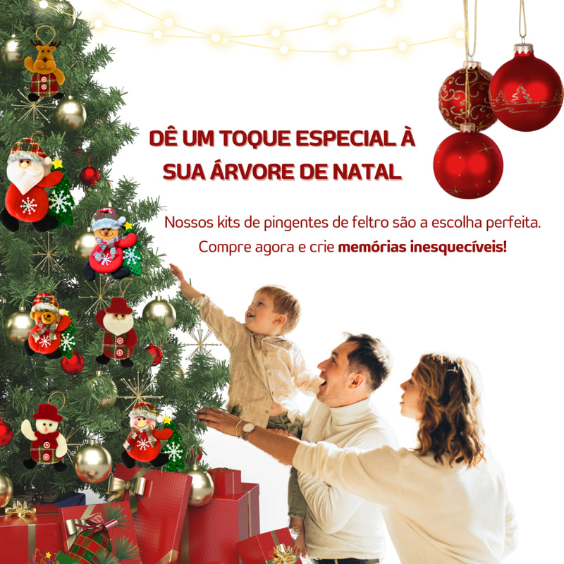 Kit Enfeites de Natal de Pelúcia para Árvore (3, 5 ou 8 peças)