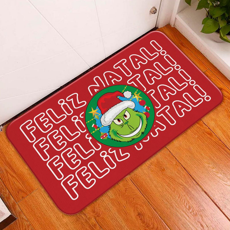 Tapete de Porta Antiderrapante 34x60cm – Feliz Natal Grinch