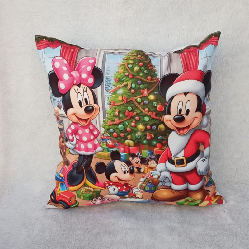 Kit 4 Capas de Almofada Natalinas 45x45 – Mickey, Papai Noel e Personagens