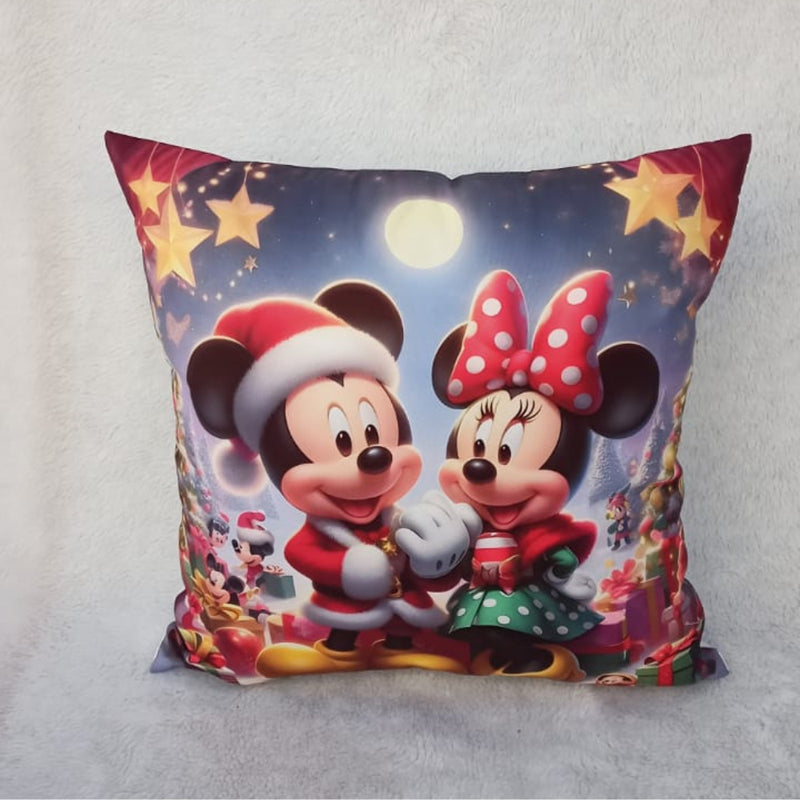 Kit 4 Capas de Almofada Natalinas 45x45 – Mickey, Papai Noel e Personagens