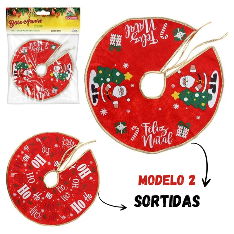 Saia de Veludo para Árvore de Natal Vermelha 90 cm Luxo