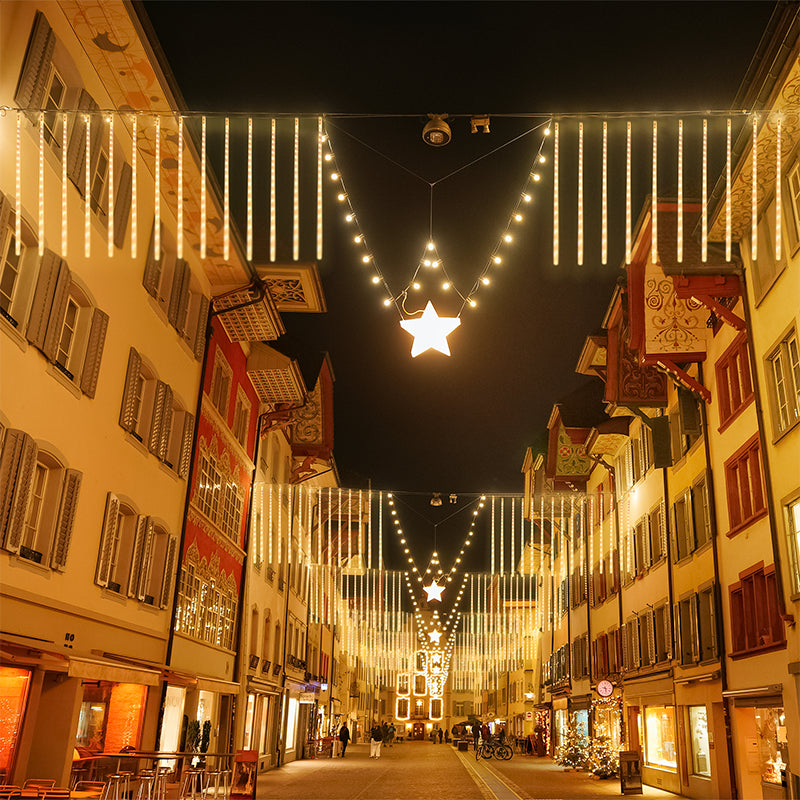 Kit 2 Cascatas LED Chuva de Meteoro 8 Tubos (IP65, Bivolt, Conectável)