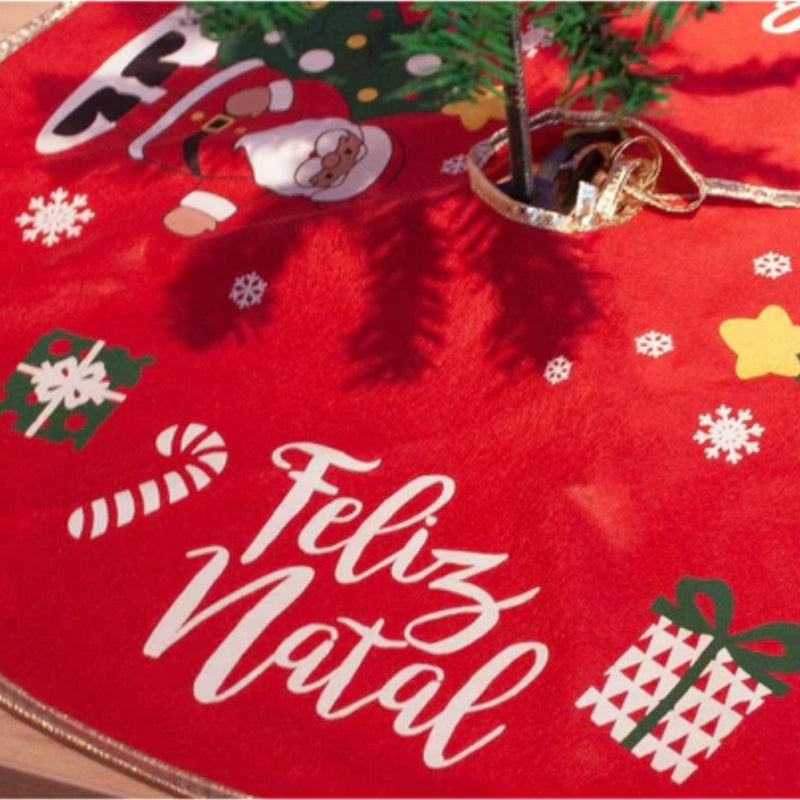 Saia de Veludo para Árvore de Natal Vermelha 90 cm Luxo