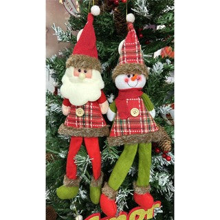 Pendente de Pelúcia Natalina Papai Noel e Boneco de Neve 47cm