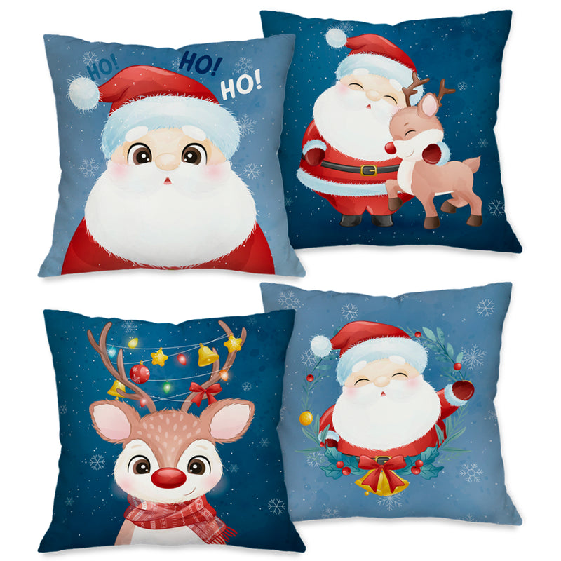 Kit 4 Capas de Almofada Natal 45x45cm - Estampa HD e Zíper Invisível