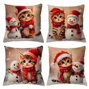 Kit 4 Capas de Almofadas Natalinas 45x45 (Papai Noel, Rena e Boneco de Neve)