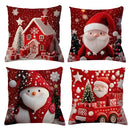 Kit 4 Capas de Almofadas Natalinas 45x45 (Papai Noel, Rena e Boneco de Neve)