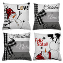 Kit 4 Capas de Almofadas Natalinas 45x45 (Papai Noel, Rena e Boneco de Neve)