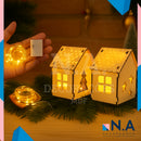 Trio de Casinhas Natalinas em MDF com Luz (LED ou Velas) – Branco ou Cru