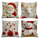 Kit 4 Capas de Almofadas Natalinas 45x45 (Papai Noel, Rena e Boneco de Neve)