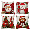 Kit 4 Capas de Almofadas Natalinas 45x45 (Papai Noel, Rena e Boneco de Neve)