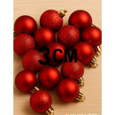 Kit 15 Bolinhas para Árvore de Natal 3cm – Vermelho & Dourado (Liso, Fosco e Glitter)