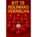 Kit 15 Bolinhas para Árvore de Natal 3cm – Vermelho & Dourado (Liso, Fosco e Glitter)