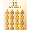 Kit 15 Bolinhas para Árvore de Natal 3cm – Vermelho & Dourado (Liso, Fosco e Glitter)