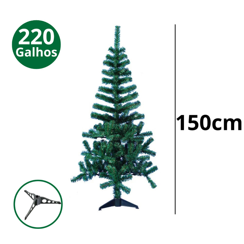 Árvore de Natal Pinheiro Verde Tradicional 90 a 180 cm (até 350 galhos)