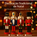 Kit 4 Bonecos Quebra‑Nozes de Madeira para Decoração de Natal (14 cm)