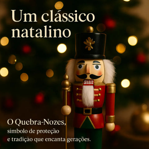 Kit 4 Bonecos Quebra‑Nozes de Madeira para Decoração de Natal (14 cm)