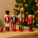 Kit 4 Bonecos Quebra‑Nozes de Madeira para Decoração de Natal (14 cm)