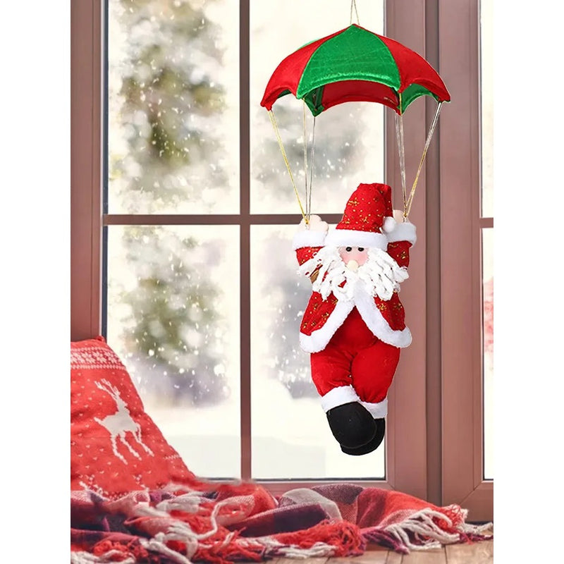 Papai Noel Paraquedista 30cm Médio para Pendurar - Decoração Natalina