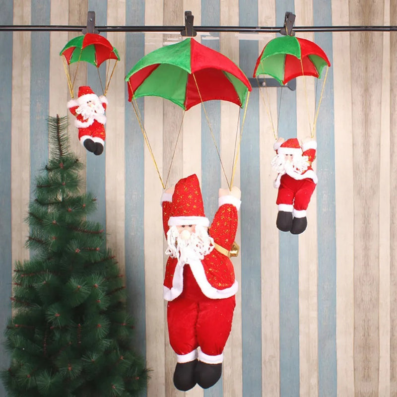 Papai Noel Paraquedista 30cm Médio para Pendurar - Decoração Natalina