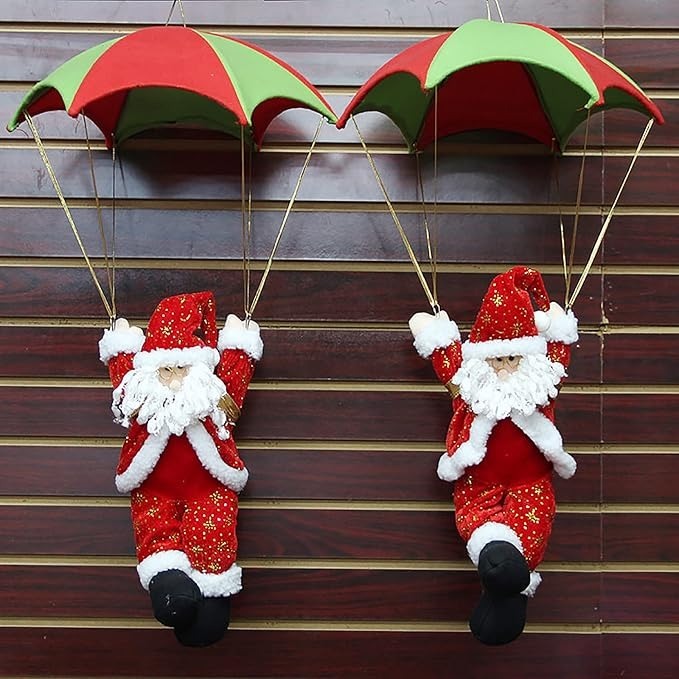 Papai Noel Paraquedista 30cm Médio para Pendurar - Decoração Natalina