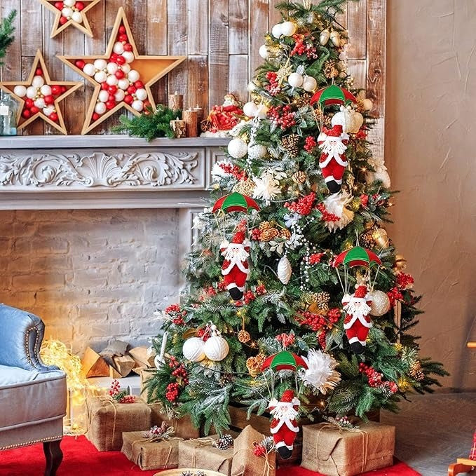 Papai Noel Paraquedista 30cm Médio para Pendurar - Decoração Natalina