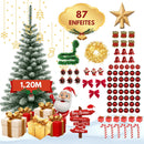 Árvore de Natal 120cm Decorada Verde ou Nevada com 87 Enfeites e 100 Galhos